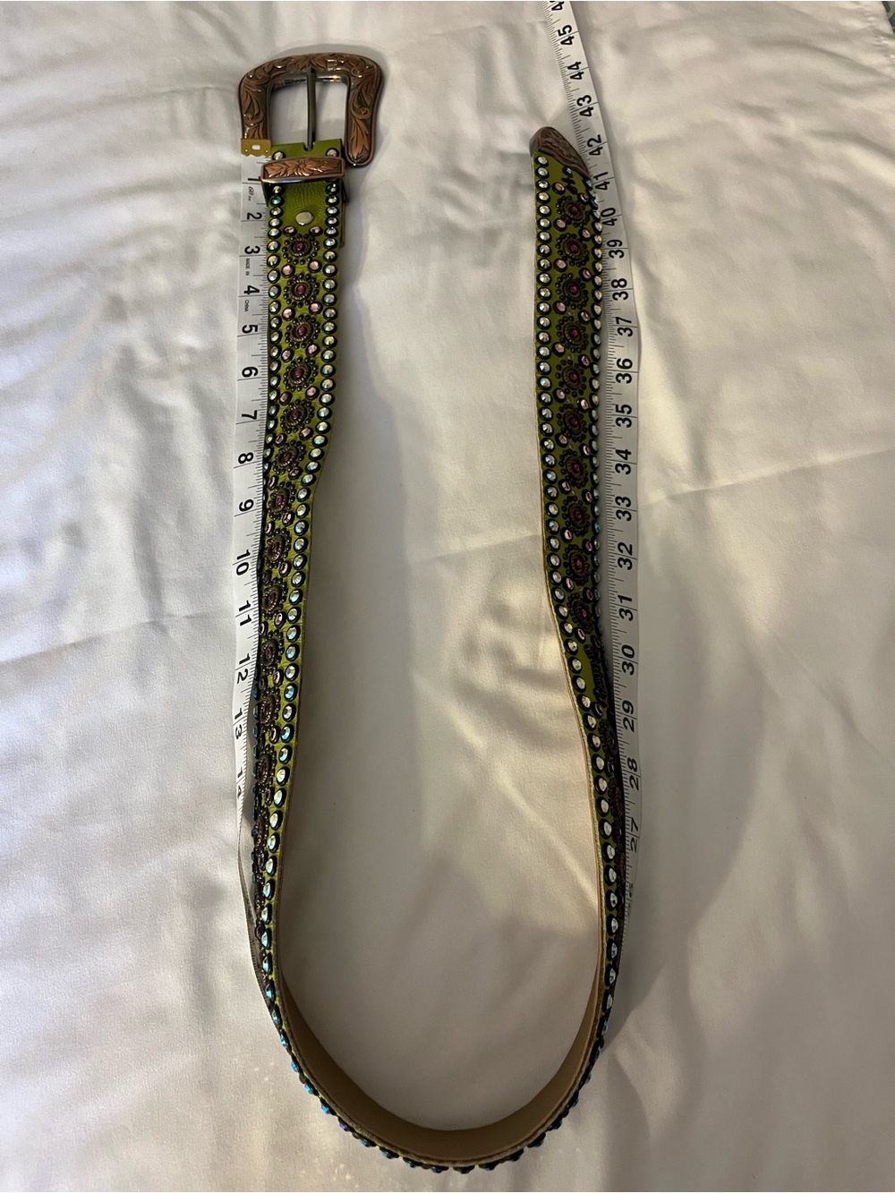 Kippys Lime Green Studded Western Crystal Belt - Picture 13 of 16
